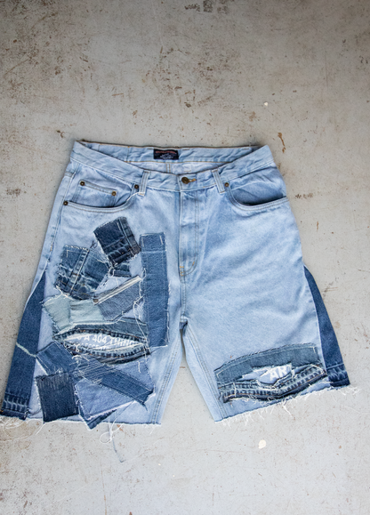 Patchwork Flared Denim Jorts