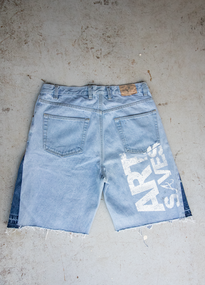 Patchwork Flared Denim Jorts