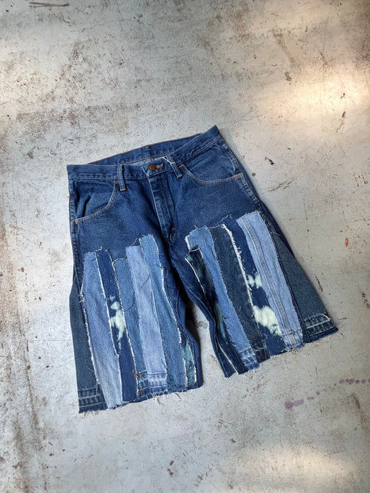 "Patchwork" Jorts Medium Dark Wash