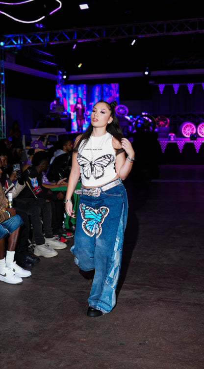 "Bloom" Denim 1 of 1 Dark Blue Wash